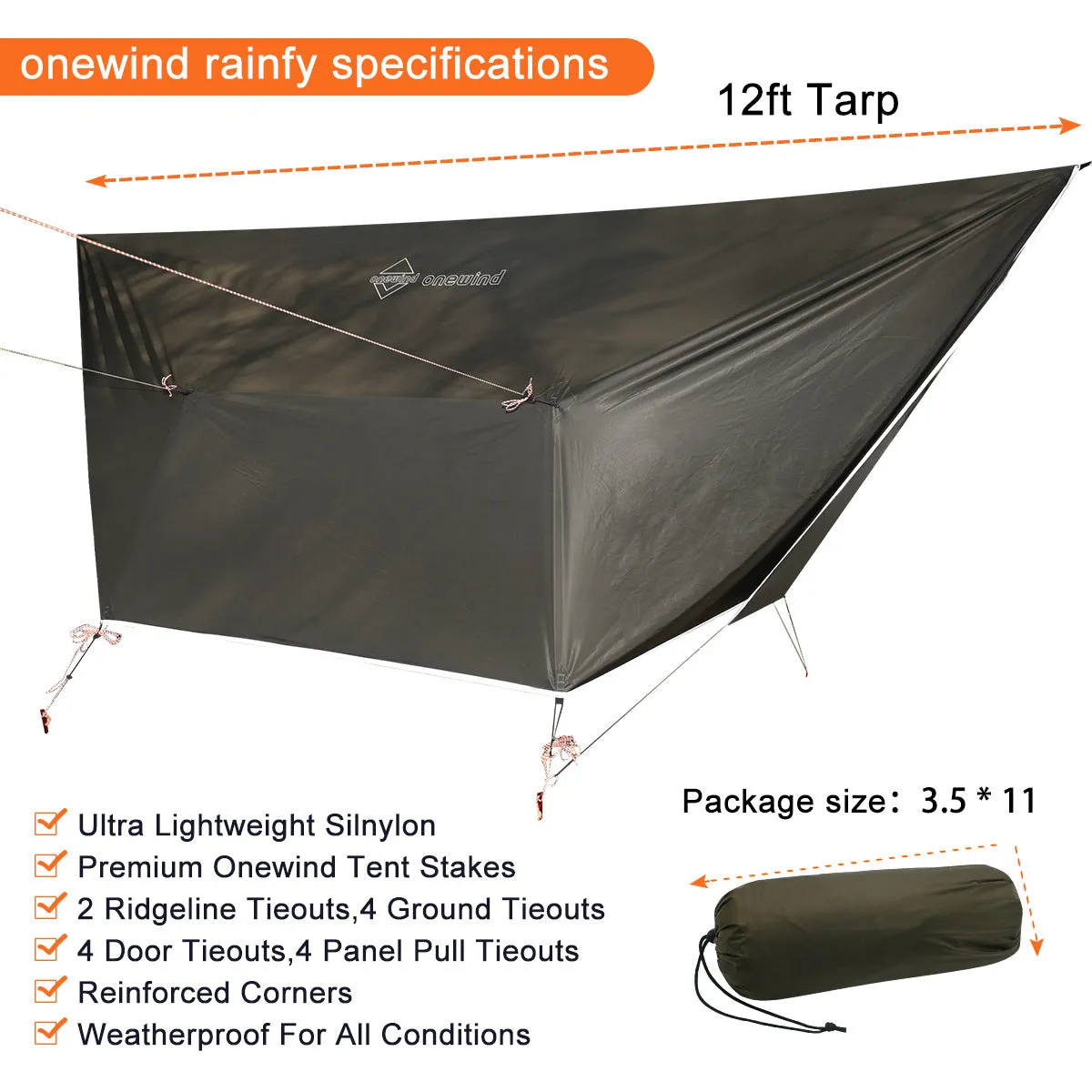 11' Camping Hammock with 12' Tarp Bundle
