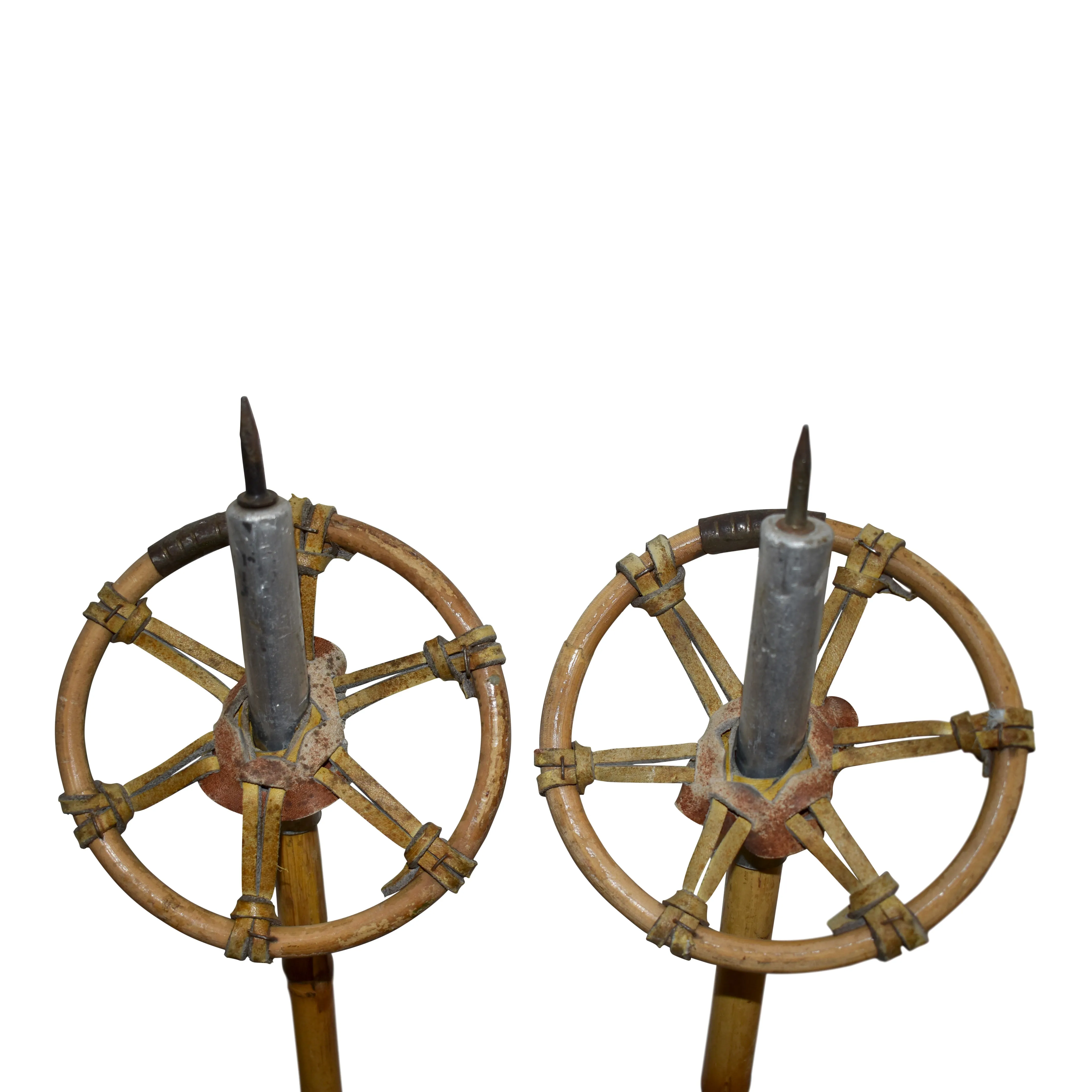 Bamboo Ski Poles with Leather Grips by Gehoha