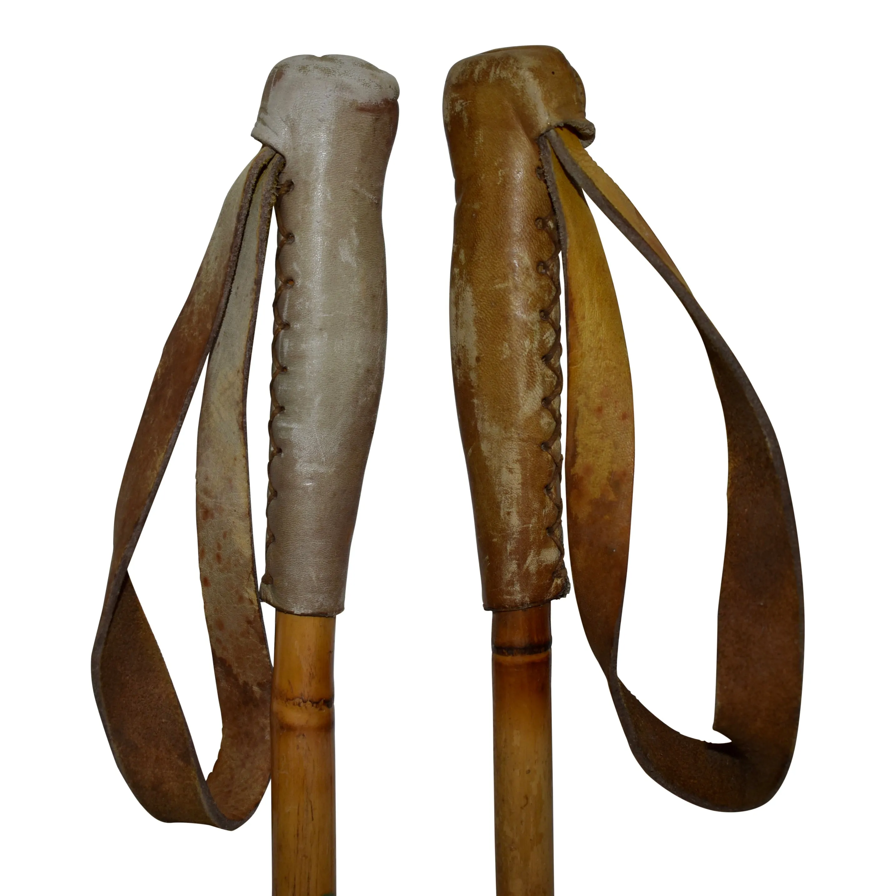 Bamboo Ski Poles with Leather Grips by Gehoha