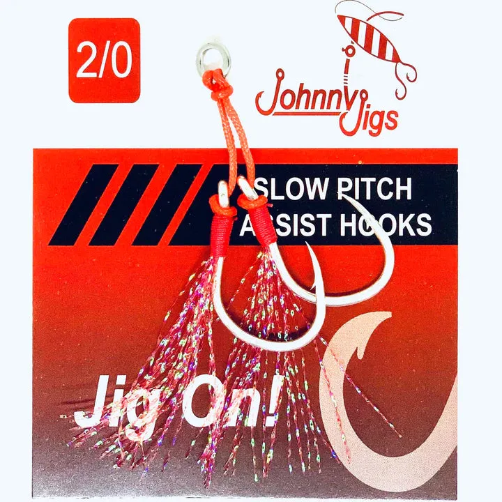 JohnnyJigs - Red Feathered Twin Assist Hooks