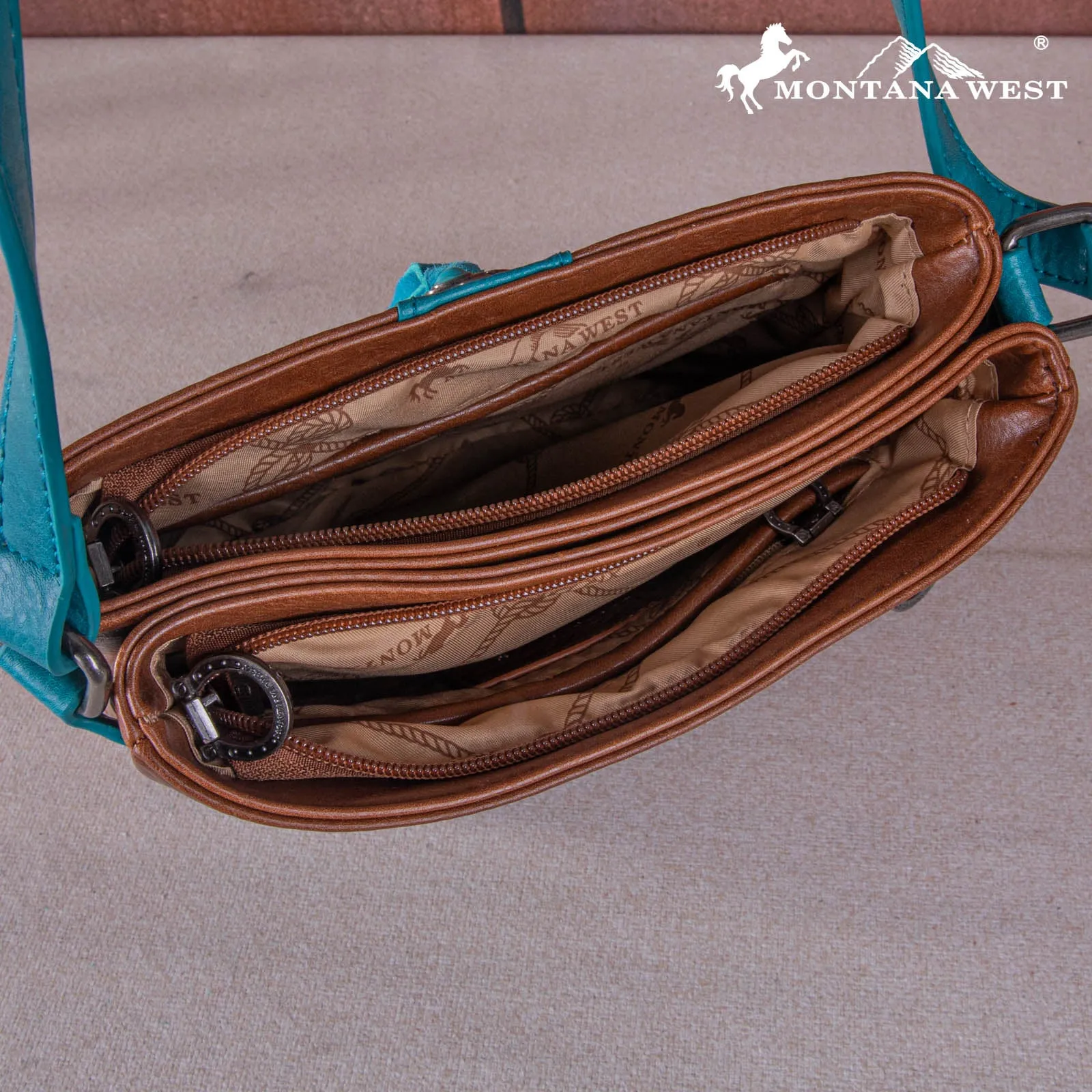 MW1269G-9360  Montana West Embroidered Scroll Cut-out Collection Concealed Carry Crossbody