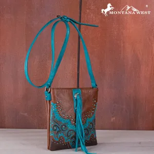 MW1269G-9360  Montana West Embroidered Scroll Cut-out Collection Concealed Carry Crossbody