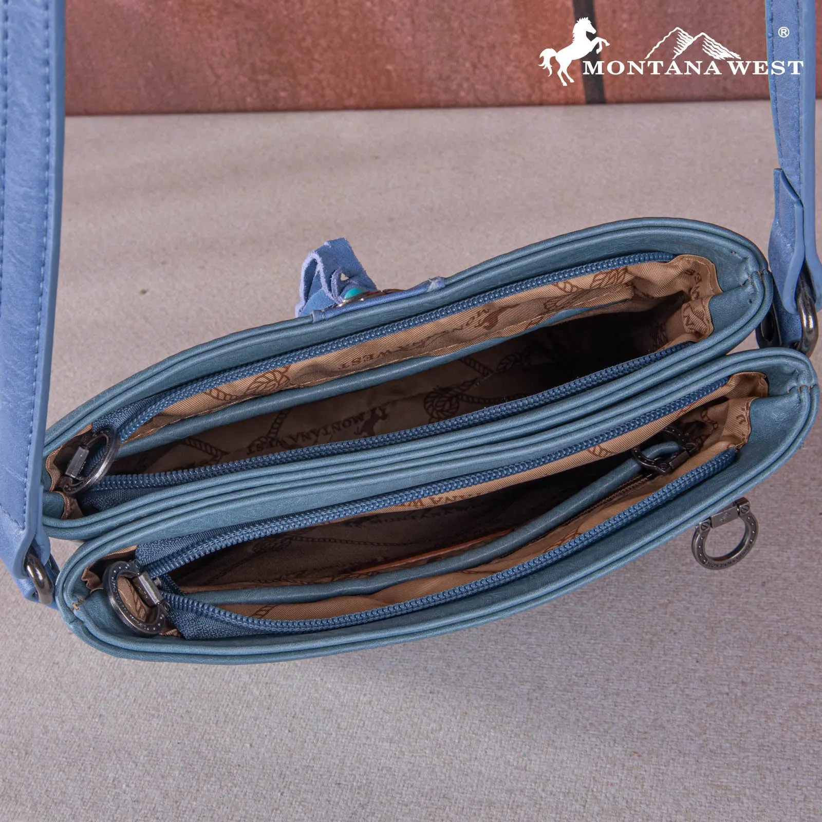 MW1269G-9360  Montana West Embroidered Scroll Cut-out Collection Concealed Carry Crossbody