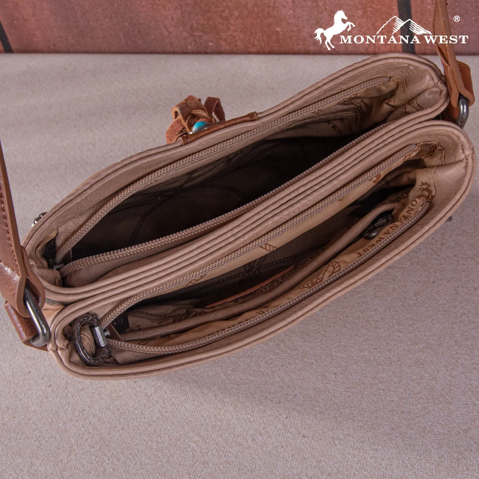 MW1269G-9360  Montana West Embroidered Scroll Cut-out Collection Concealed Carry Crossbody
