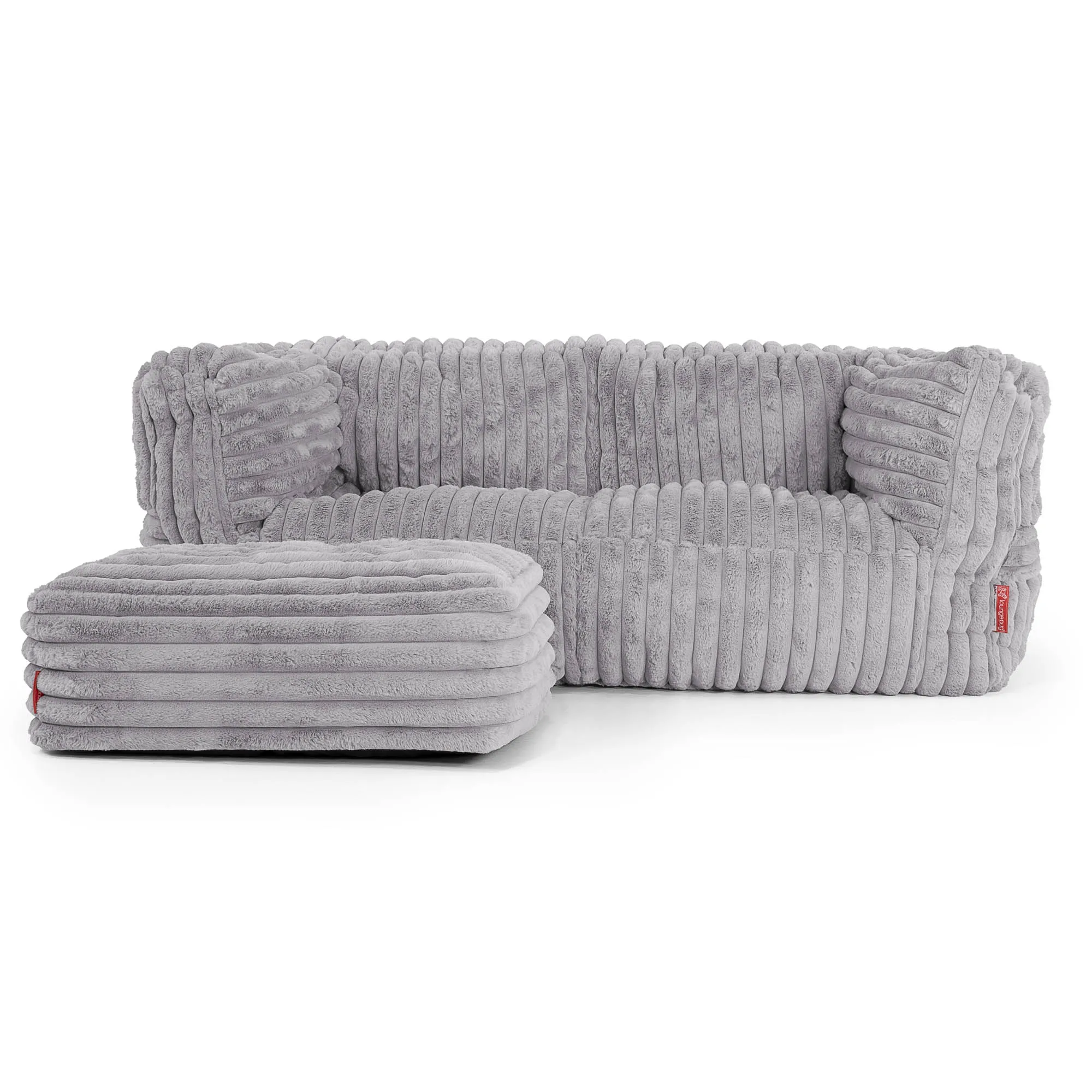 The 2 Seater Albert Sofa Bean Bag - Ultra Plush Cord Grey