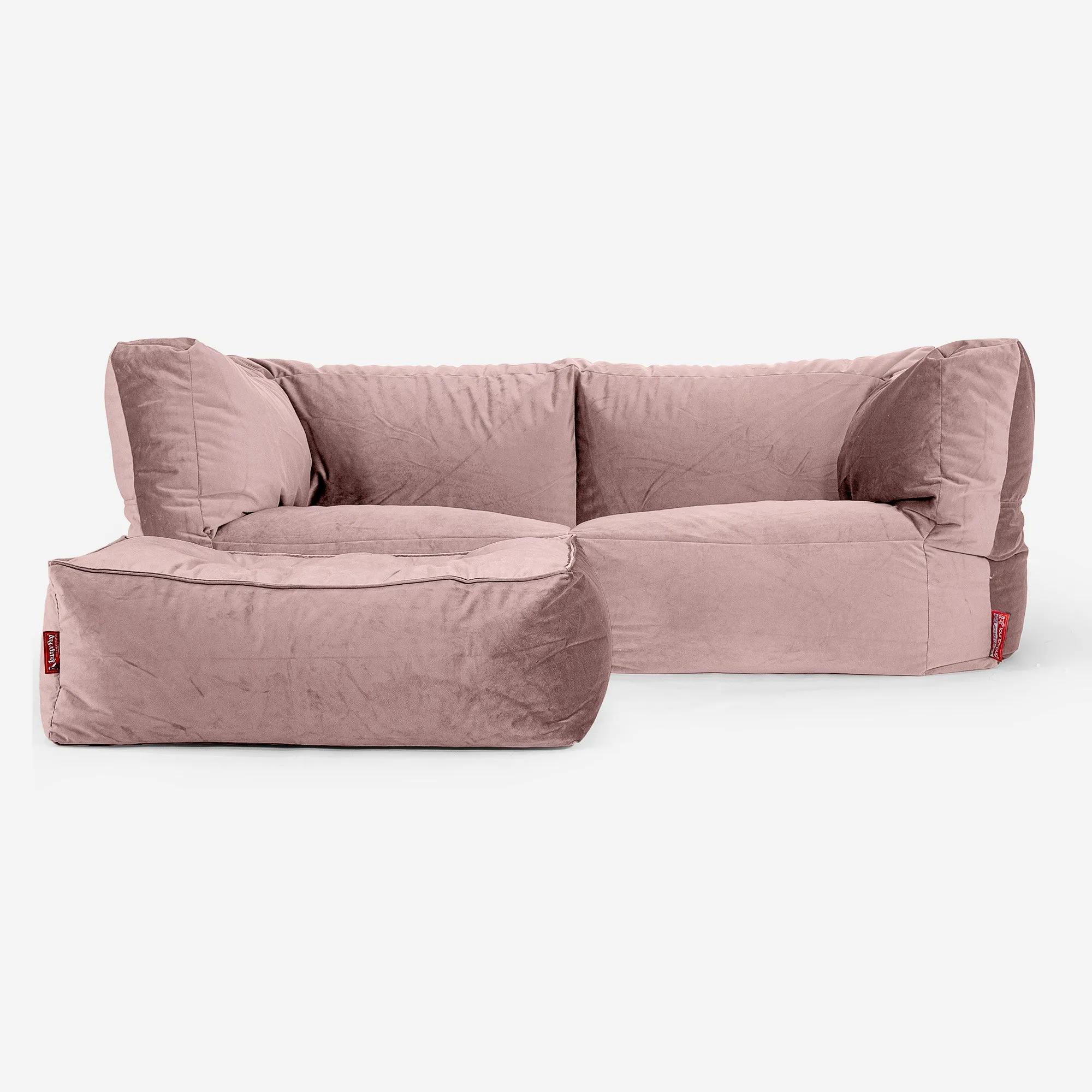 The 2 Seater Albert Sofa Bean Bag - Velvet Rose Pink